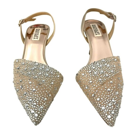 NEW Badgley Mischka $245 Size 7.5 Brenna Rhinestone Slingback Heels Shoes - Picture 5 of 10